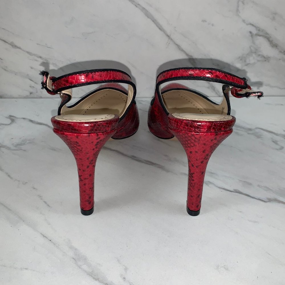 NIB ADRIENNE VITTADINI Red/Black Snake Slingbacks - Picture 4 of 6